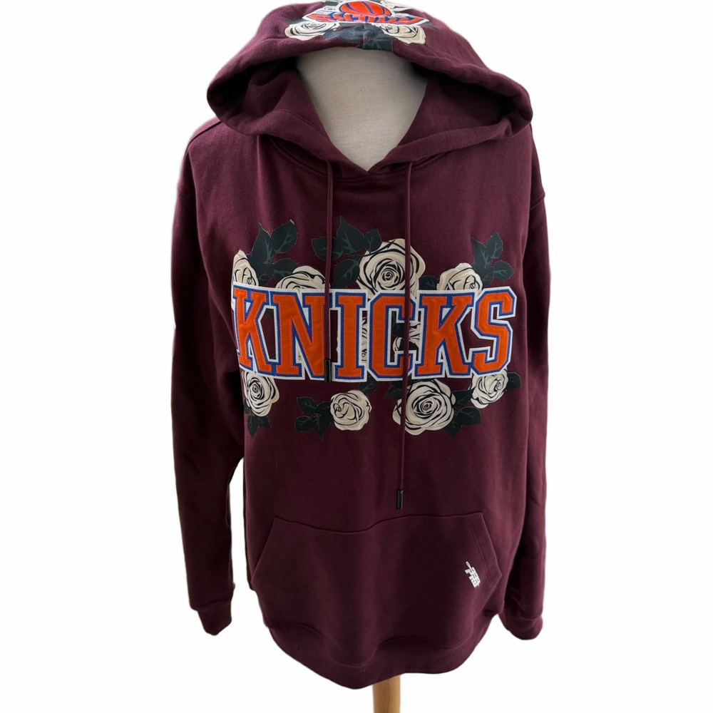 New York Knicks Roses Pro Standard Med Wine Hoodie NEW